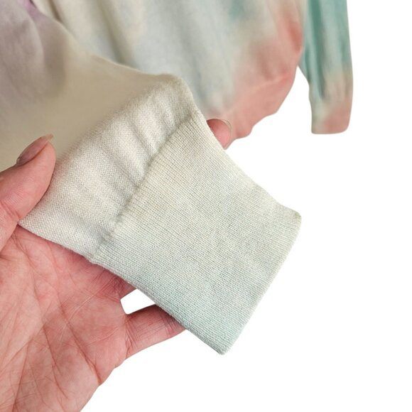 360 Cashmere Long Sleeve Pastel Pink Blue Palm Tree Crewneck Sweater Sz S - Picture 6 of 11